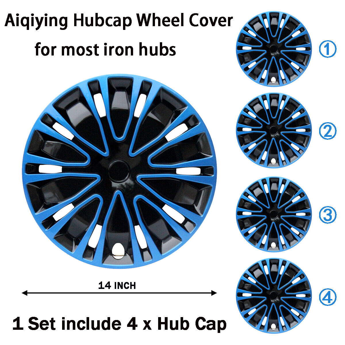 4PC Wheel Hub Cover fit R14 Rim, 14