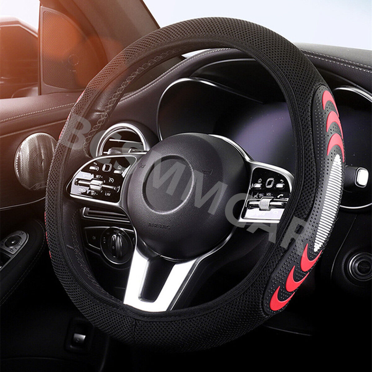 38CM Car Interior Steering Wheel Cover Protector Ice Silk Anti Scratch Universal