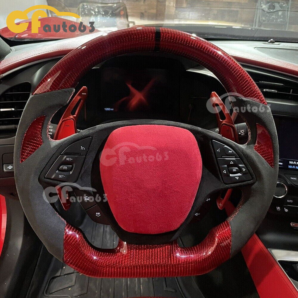 Real Carbon Fiber Alcantara Leather Steering Wheel Fit 2014-2019 Corvette C7 Z06