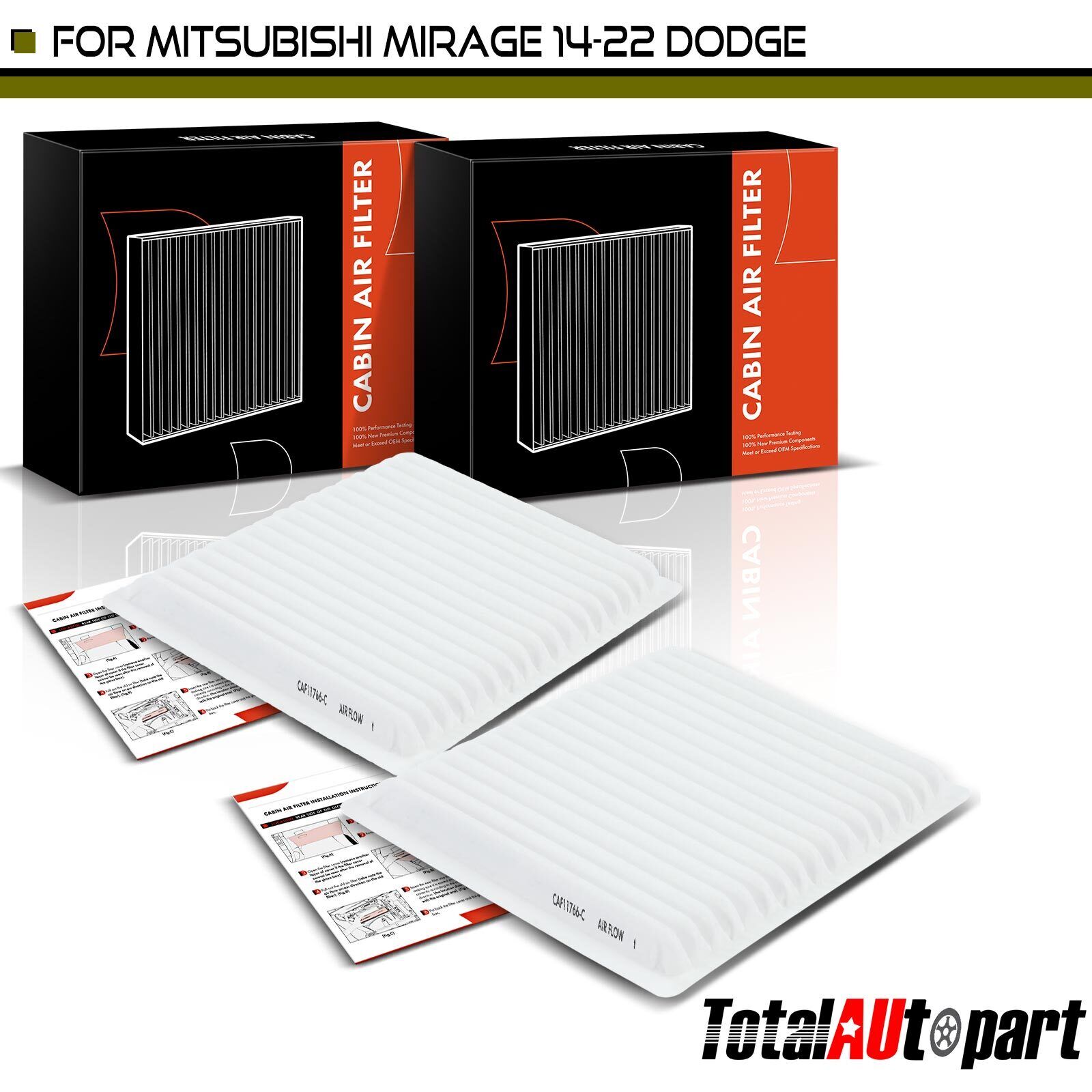 New 2x Cabin Air Filter for Dodge Attitude 2015-2018 Mitsubishi Mirage Mirage G4