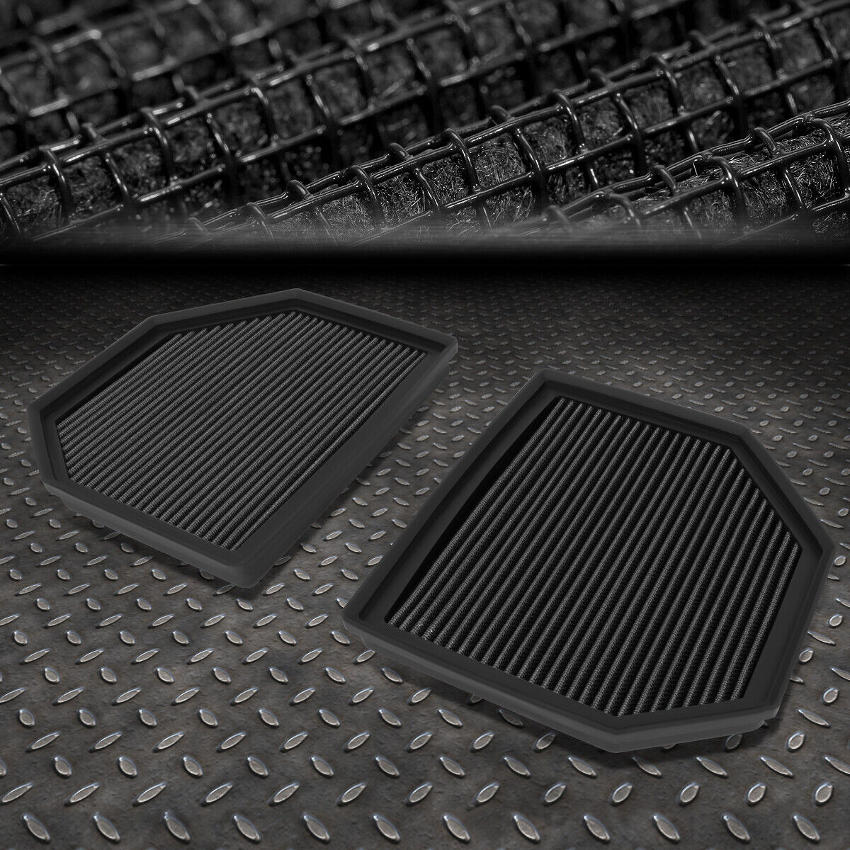 FOR 2012-2019 BMW M3/M4/M5/M6 PAIR BLACK REUSABLE DROP-IN DRY PANEL AIR FILTER