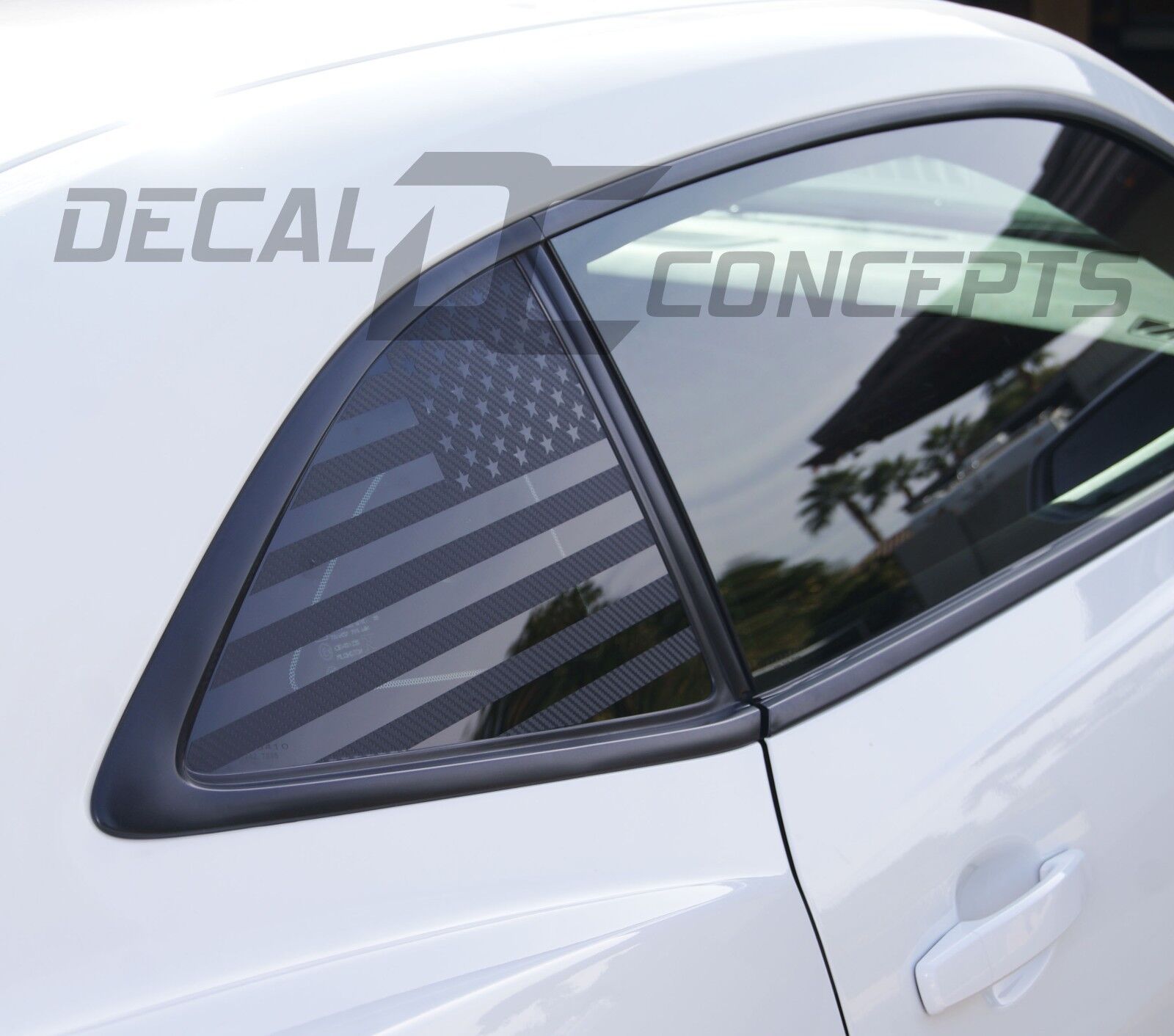 2010-2015 Camaro Carbon Fiber American Flag Rear Quarter Window Accent Decal (2)