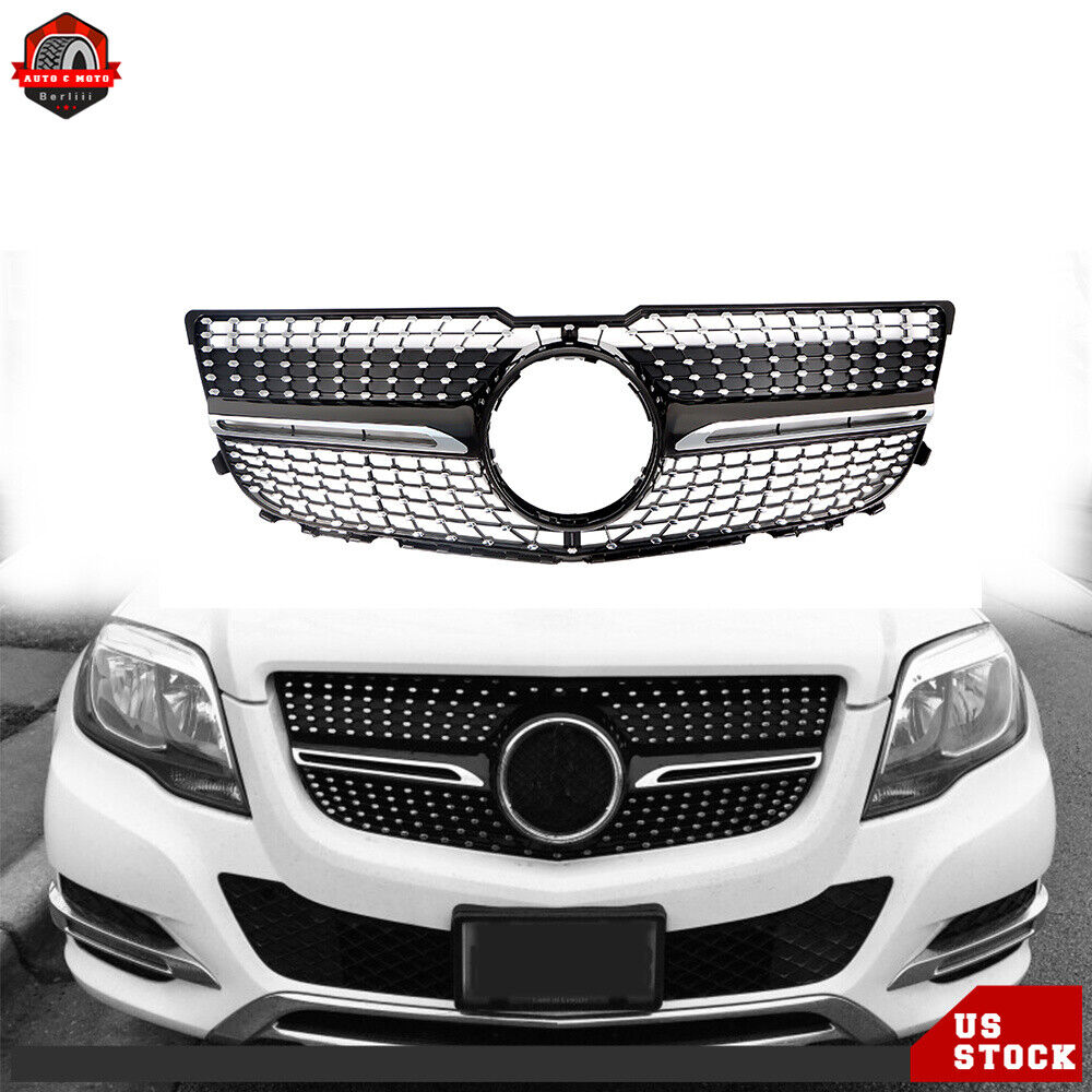 Chrome Front Grille Diamond Grill For Mercedes-Benz GLK250 GLK350 X204 2013-2015