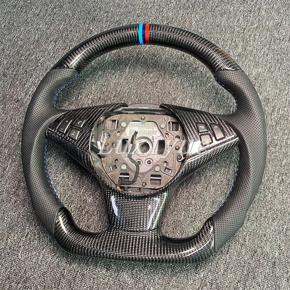 Carbon Fiber Steering Wheel+Cover for BMW E60 E61 E63 E64 M5 M6 No paddle holes