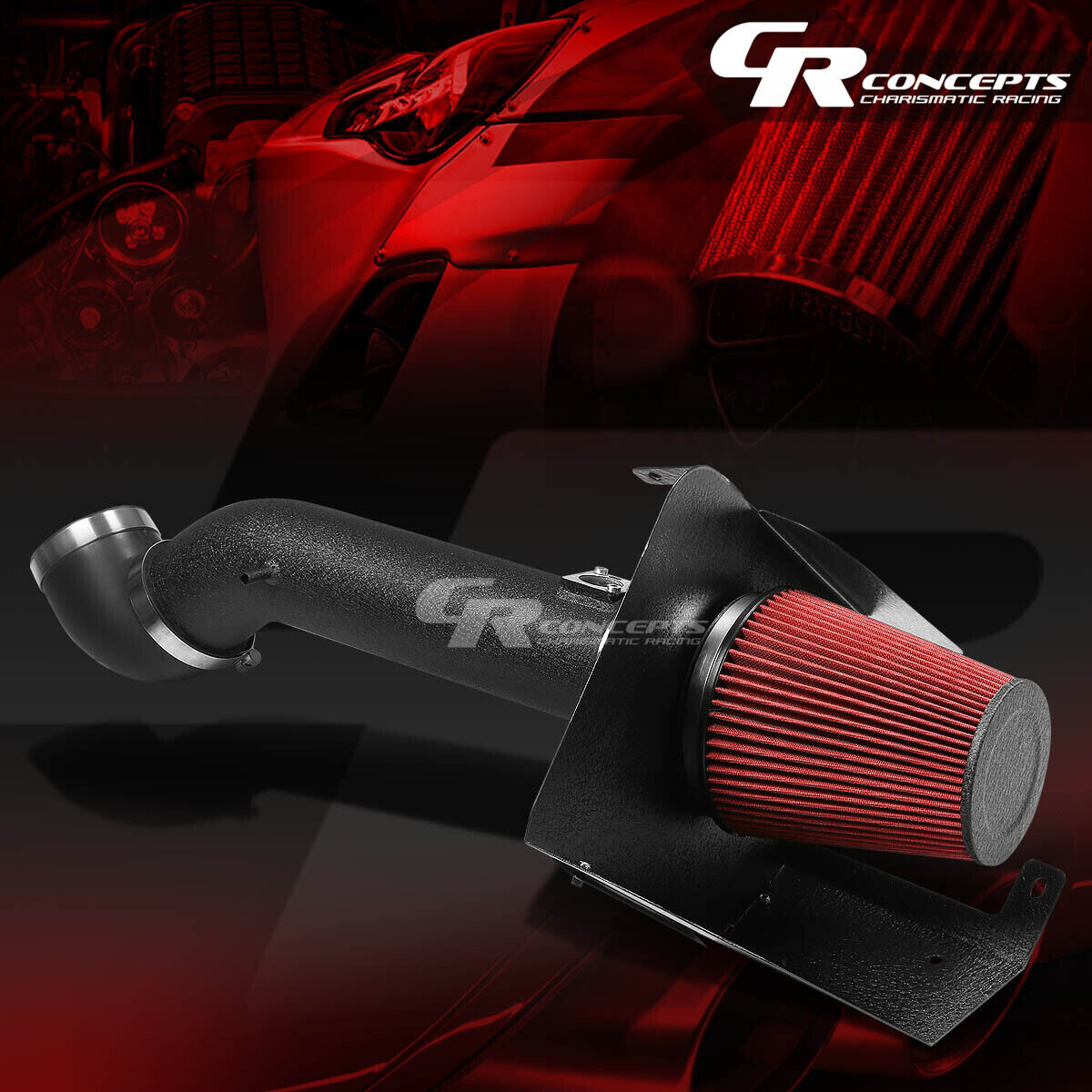 FOR CHEVY/GMC PICKUP BLACK COAT ALUMINUM COLD AIR INTAKE& HEAT SHIELD GMT9XX
