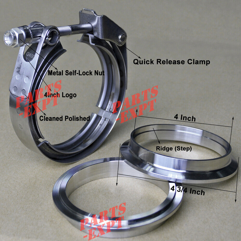 4inch Quick Release V-band Clamp & T304SS Flange kit for Turbo Exhaust Downpipe