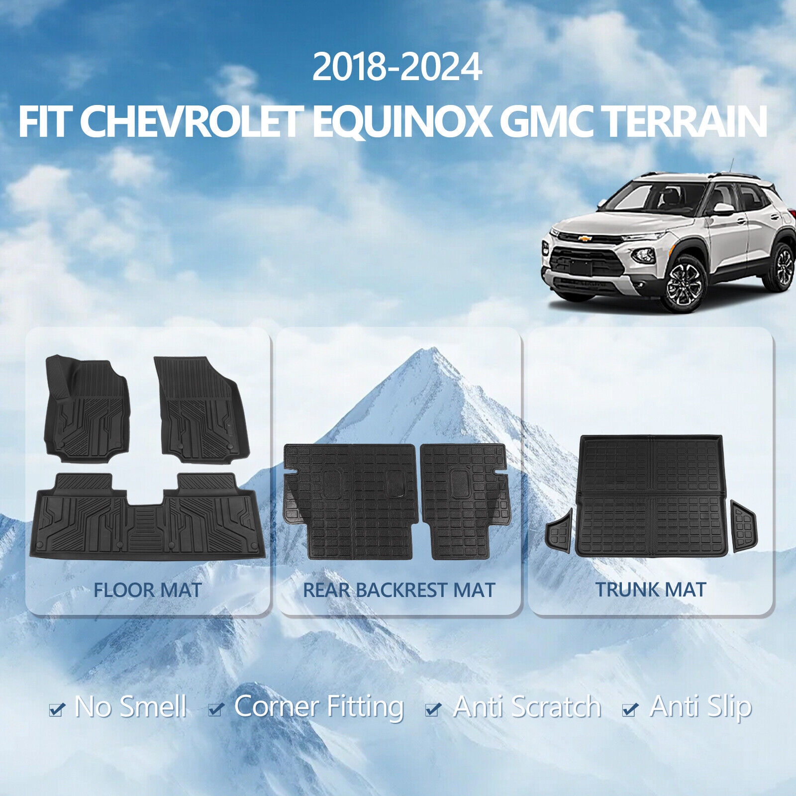 Fit 2018~2024 Chevrolet Equinox GMC Terrain Cargo Mats Floor Mats Trunk Liners