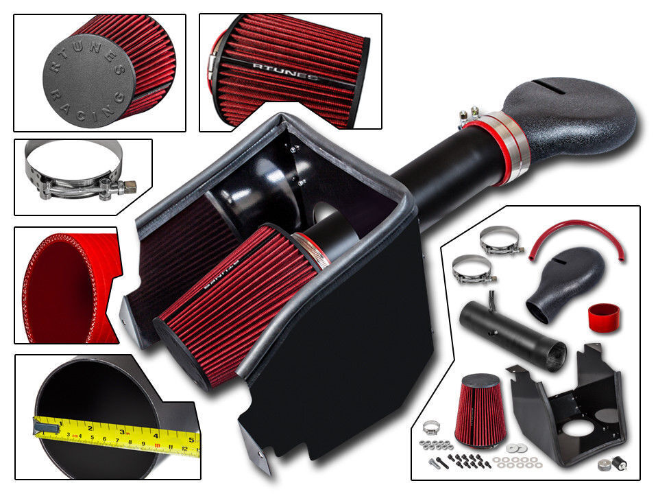 Cold Heat Shield Air Intake MATT BLACK+ RED for 94-01 Ram 1500 Pickup 5.2/5.9 V8