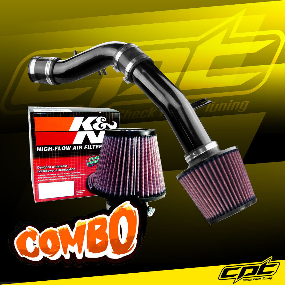 For 12-17 Veloster 1.6L 4cyl Non-Turbo Black Cold Air Intake + K&N Air Filter
