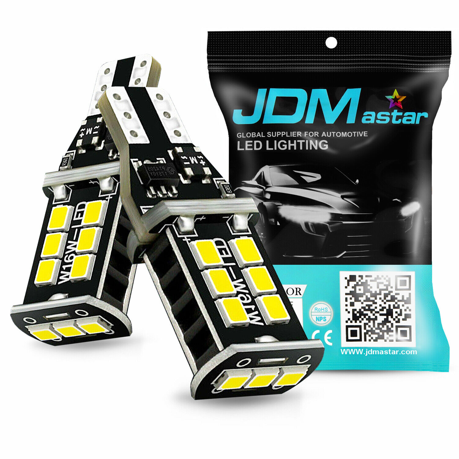 JDM ASTAR 2x 15-SMD 921 912 6000K White Back Up Reverse LED Parking Lights Bulbs