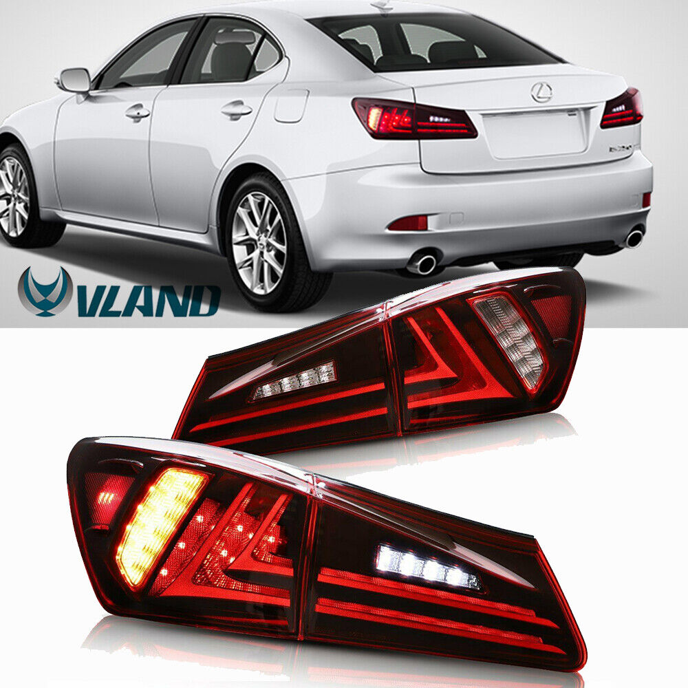 Pair LED Tail Lights Red Clear Rear Lamps For 2006-2012 Lexus IS350 IS250