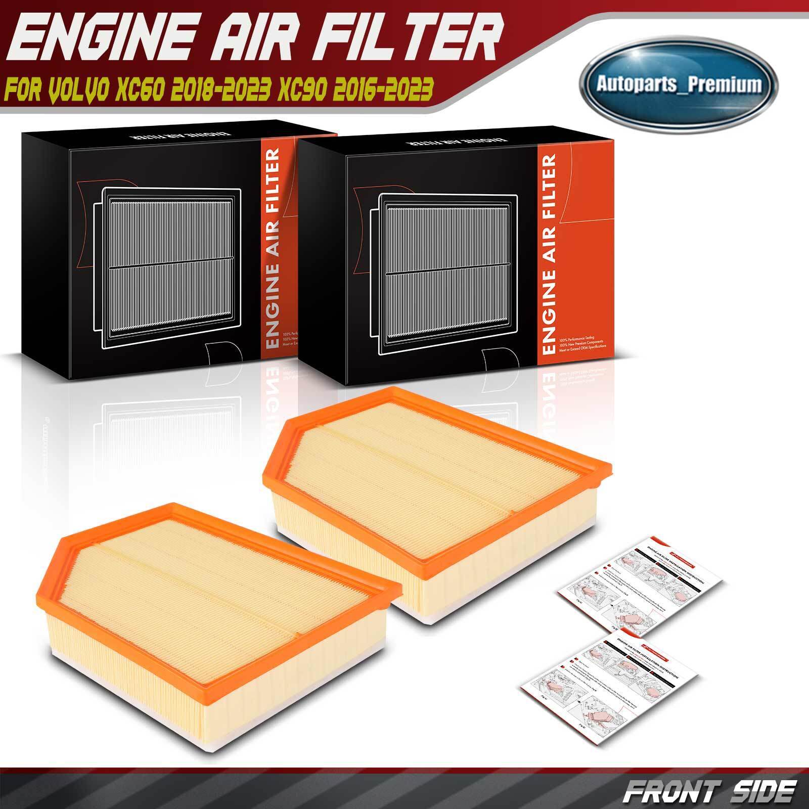 2x Engine Air Filter for Volvo XC60 2018-2023 XC90 2016-2023 S60 2019-2023 2.0L