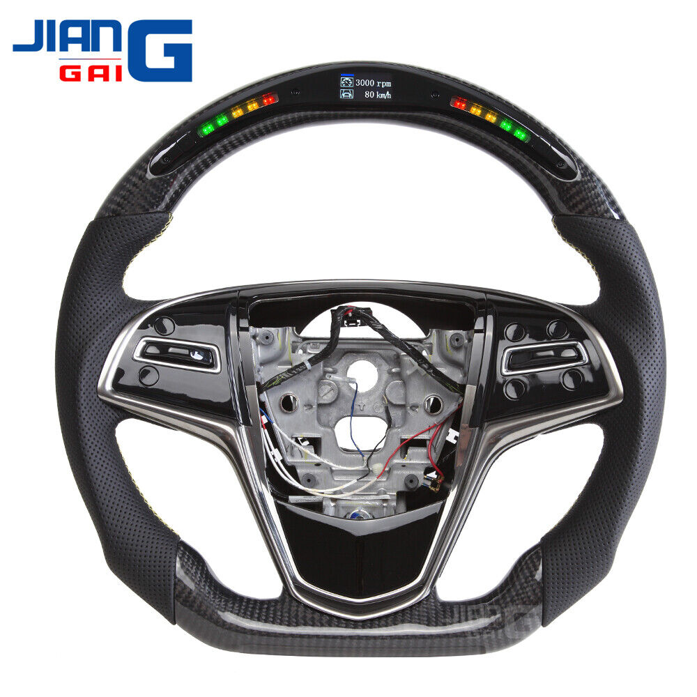 Real LED Carbon Fiber Sport Steering Wheel Fit For Cadillac ATS-L ATS-V
