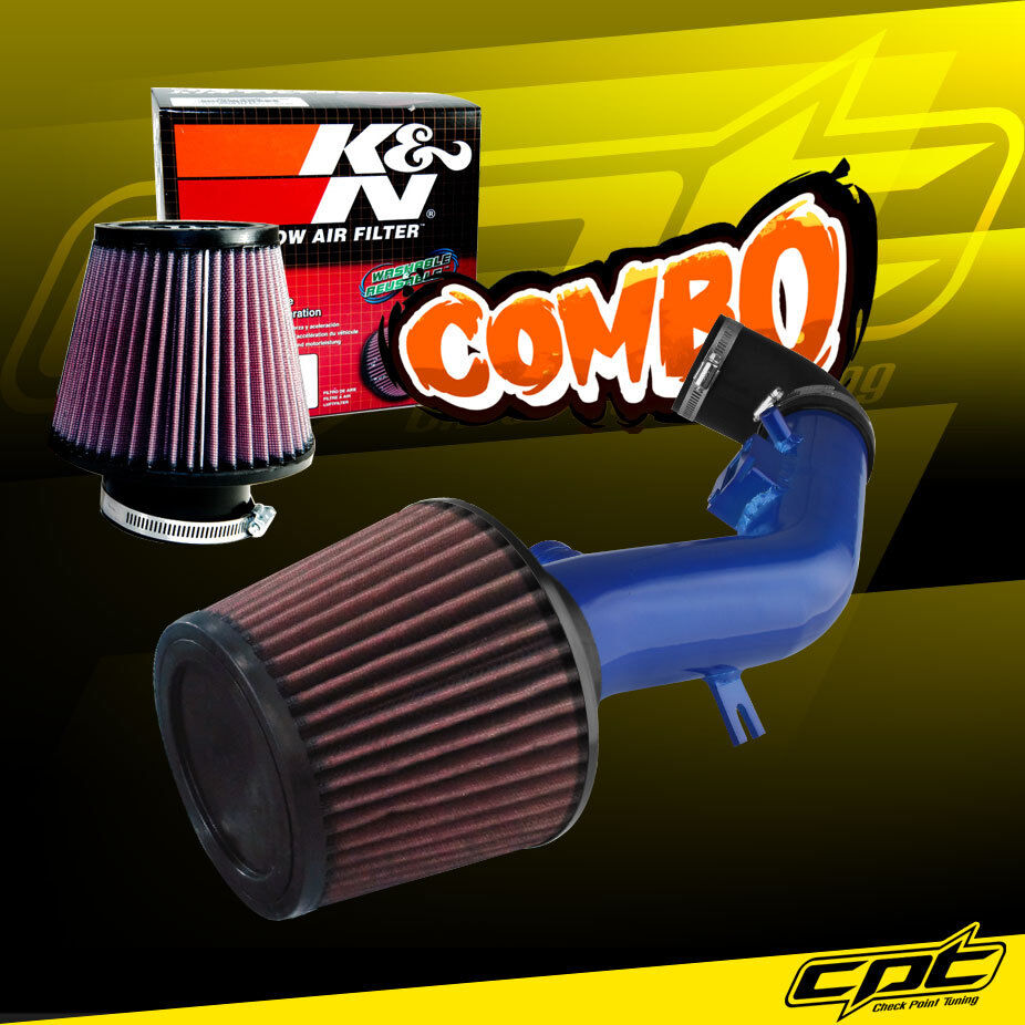For 08-10 Pontiac G6 2.4L w/ 2nd Air Pump Blue Cold Air Intake + K&N Air Filter