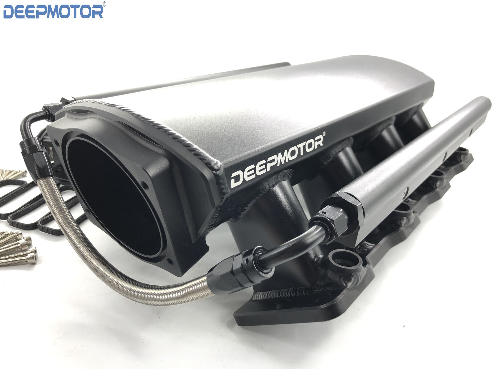 Deepmotor Low Profile LS3 L92 102 Fabricated Intake Manifold + Fuel Rails Black