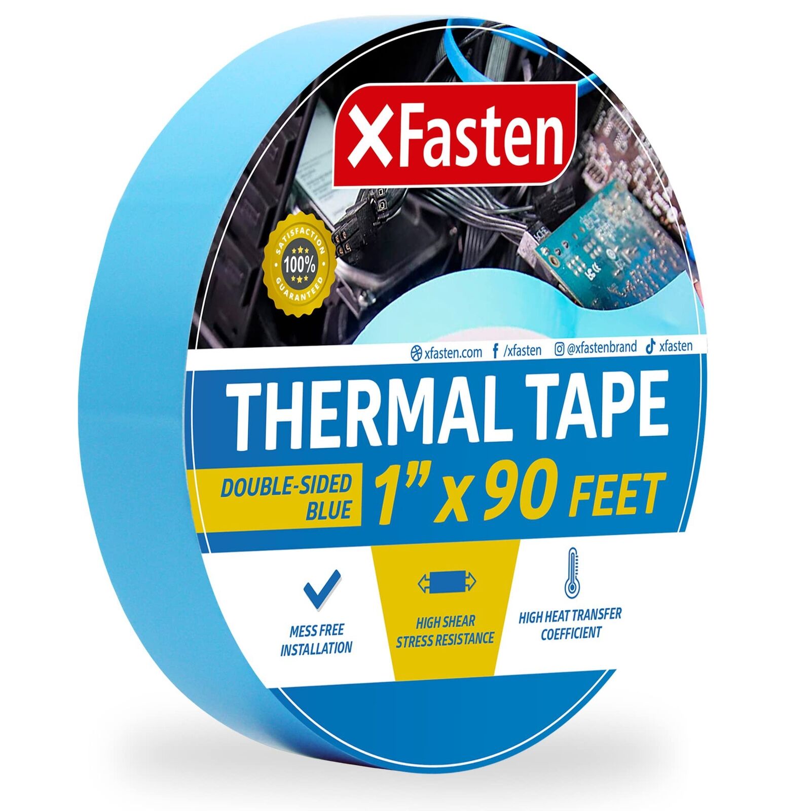 XFasten Thermal Double-Sided Adhesive Tape, 1 Inch x 90 Feet, High Thermal Co...