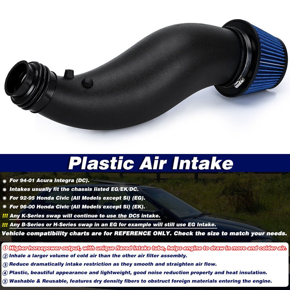 Plastic Air Intake Pipe Filter For 92-00 Honda Civic EG EK DC B H K-Series