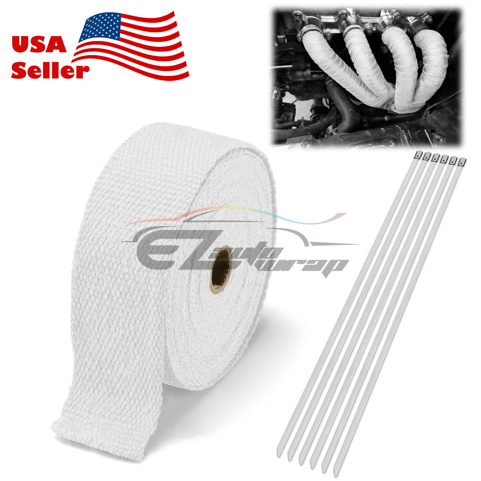 White Exhaust Pipe Insulation Thermal Heat Wrap 2\