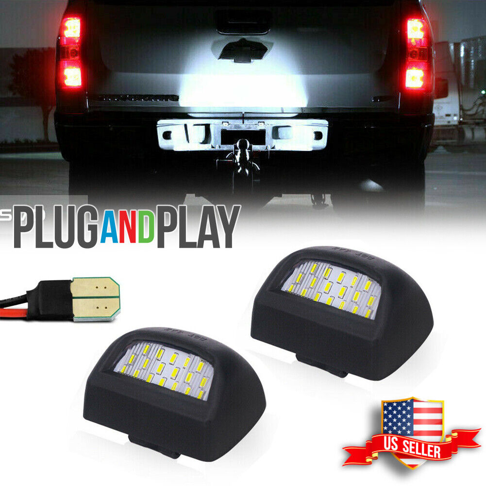 Full White LED License Plate Light Kit For Silverado GMC Sierra 1500 2500 3500