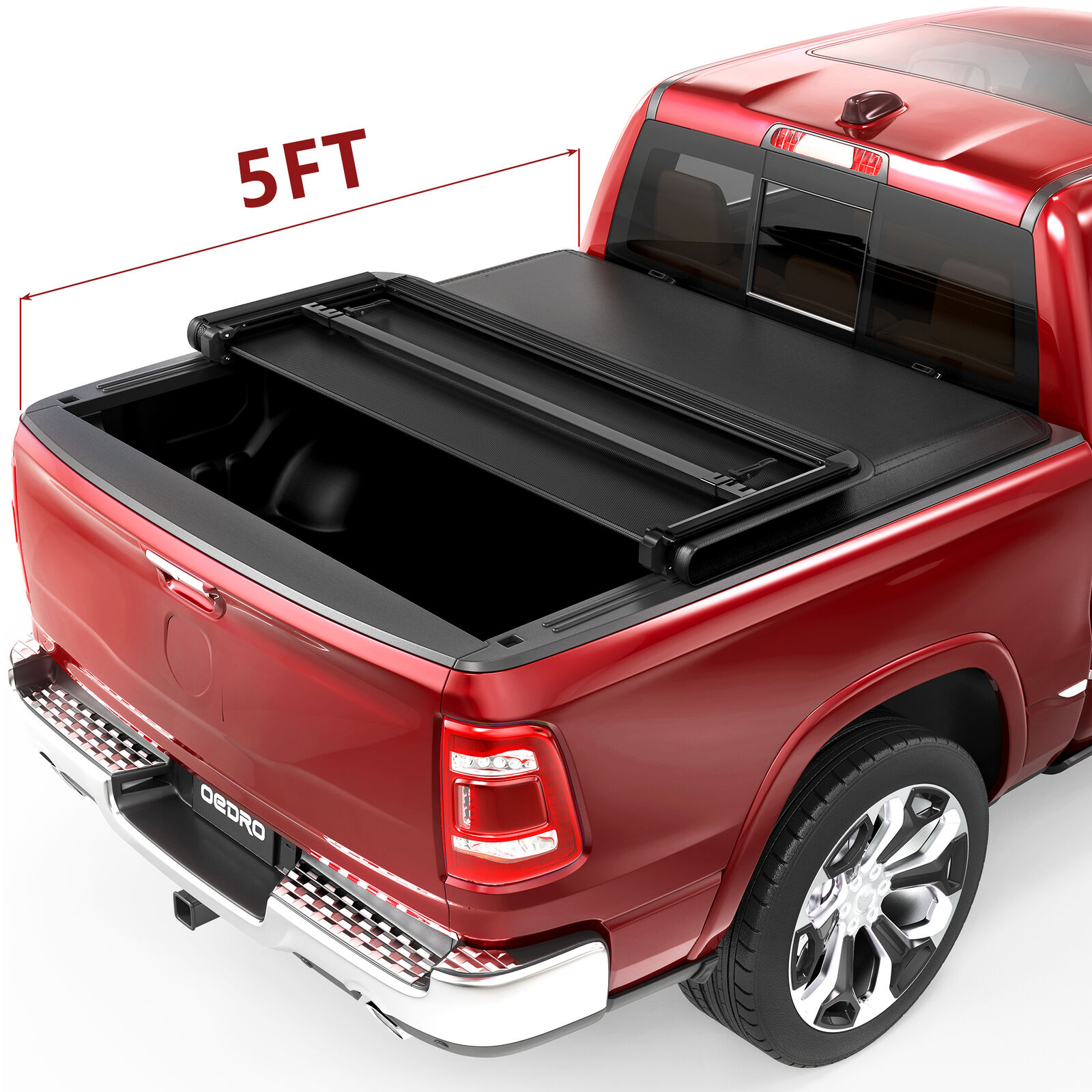 OEDRO 5FT Tri-Fold Tonneau Cover Bed For 2015-2024 Chevy Colorado GMC Canyon