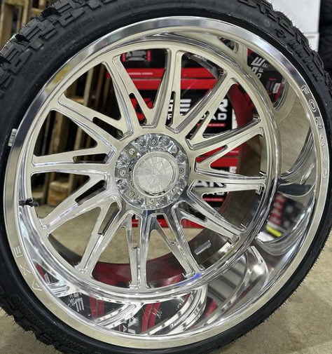 4 NEW 24x12 AXE Forged AF9 Polished Wheels 8x180 Chevy GMC