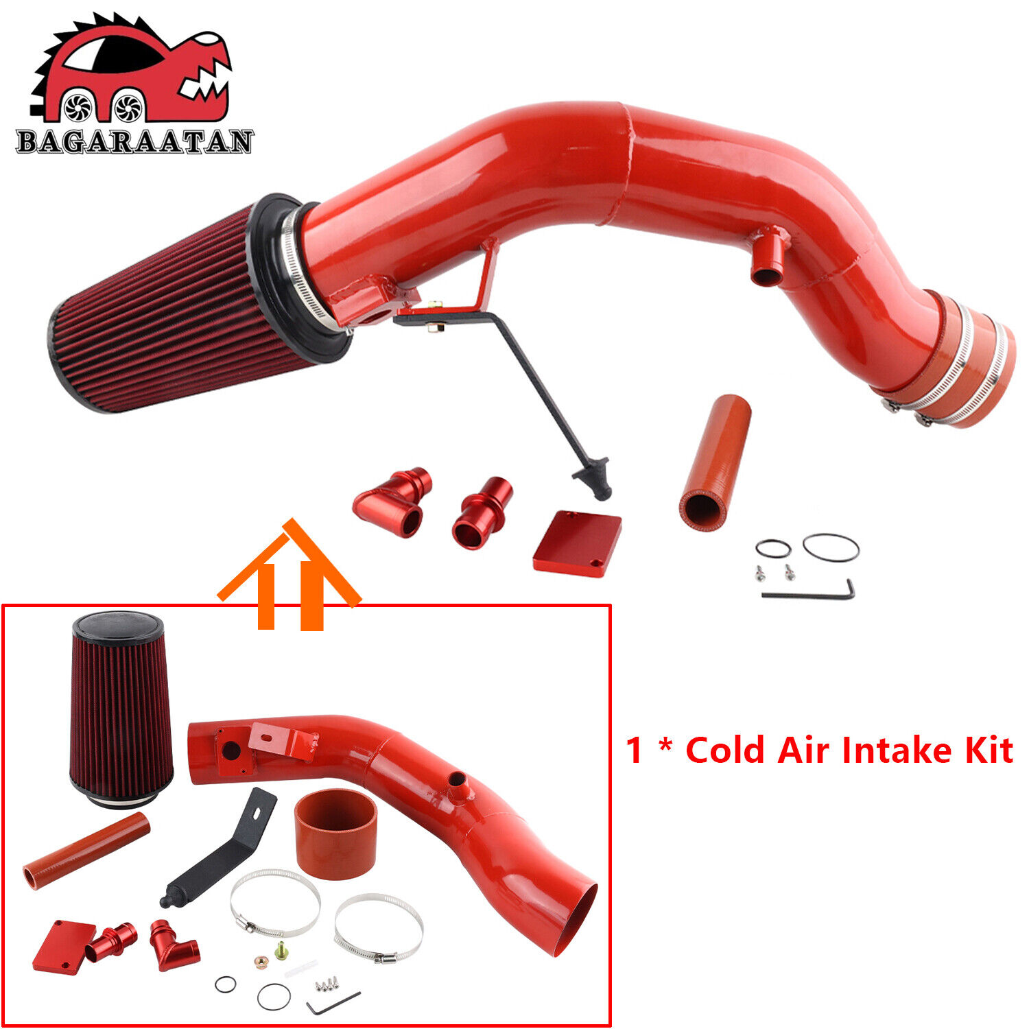 Red Cold Air Intake Aluminum For 03-07 Ford Excursion F-250 F-350 6.0L Diesel V8