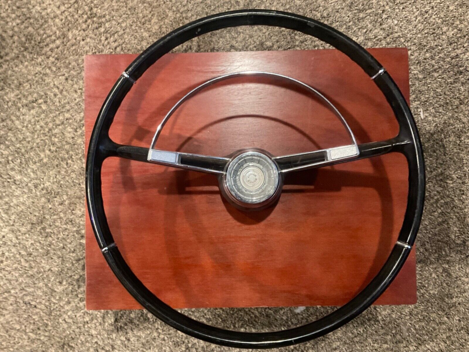 1963 1964 Nova SS steering wheel , with horn ring and horn button , black