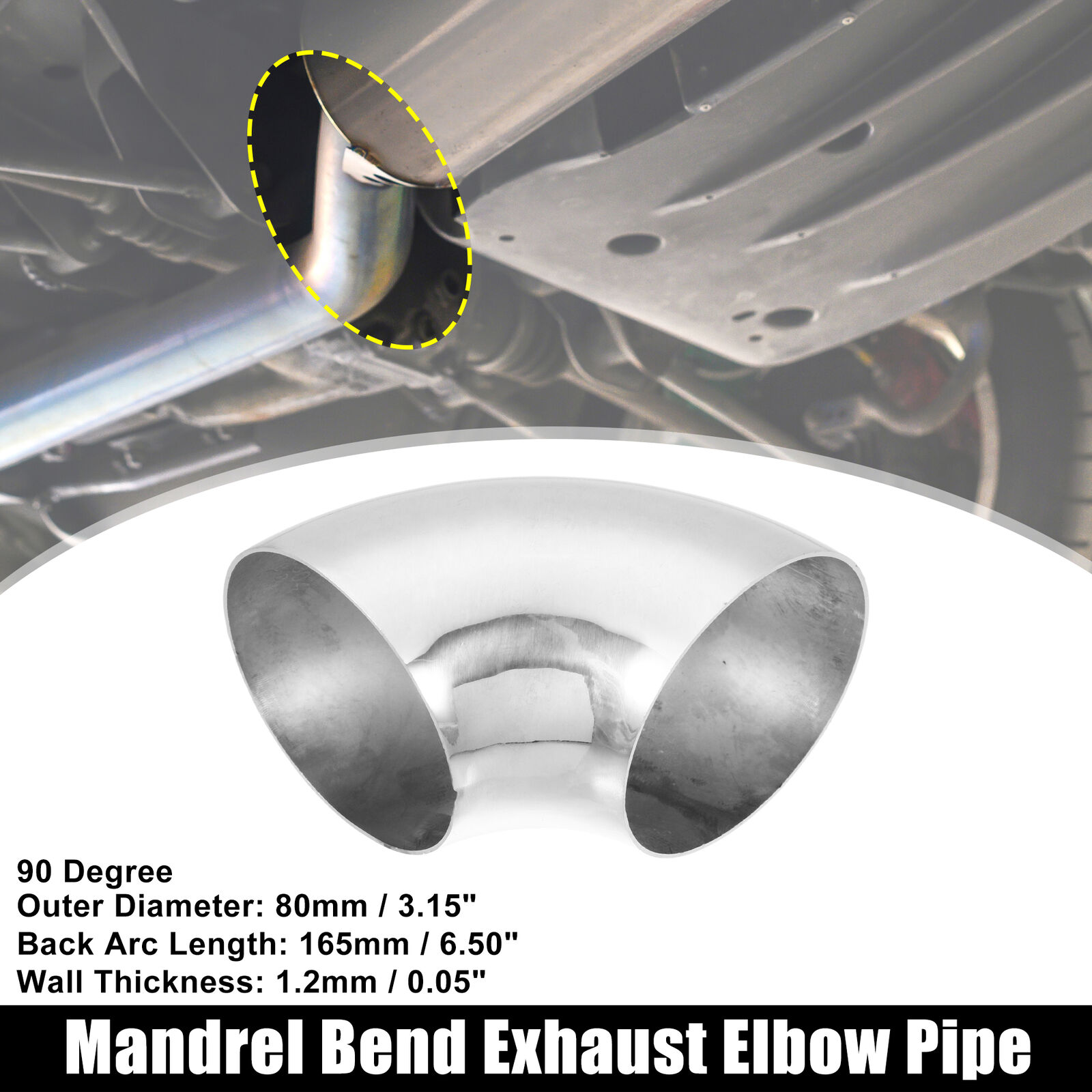 OD 3.15 Inch 90 Degree Stainless Steel Bend Tube Car Exhaust Elbow Pipe 0.05\