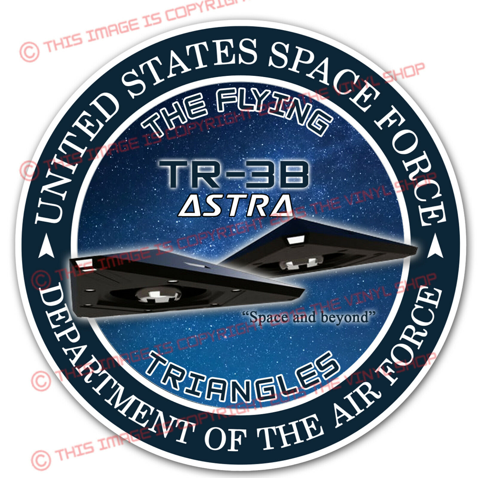 4 inch TR-3B ASTRA Flying Triangles Space Force Decal Sticker Spy NASA UFO