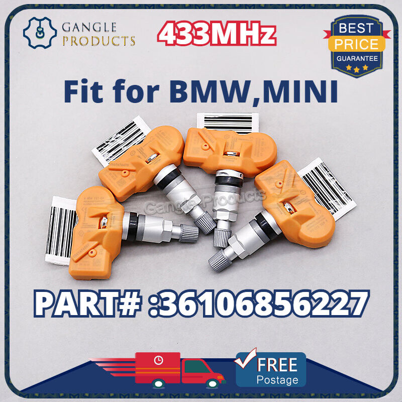 NEW SET (4) 36106856227 Orange TPMS TIRE PRESSURE SENSOR For BMW X3 X5 Z4 MINI