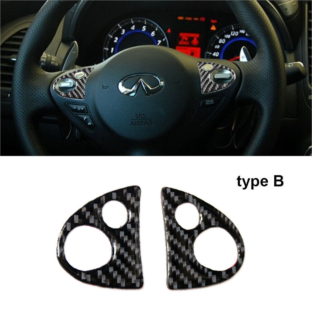 Carbon Fiber Steering Wheel Button Cover Trim For Infiniti FX35/37/50 QX70