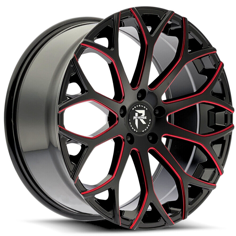 20x9 Black Red Wheel Revenge Luxury RL-105 5x120  35