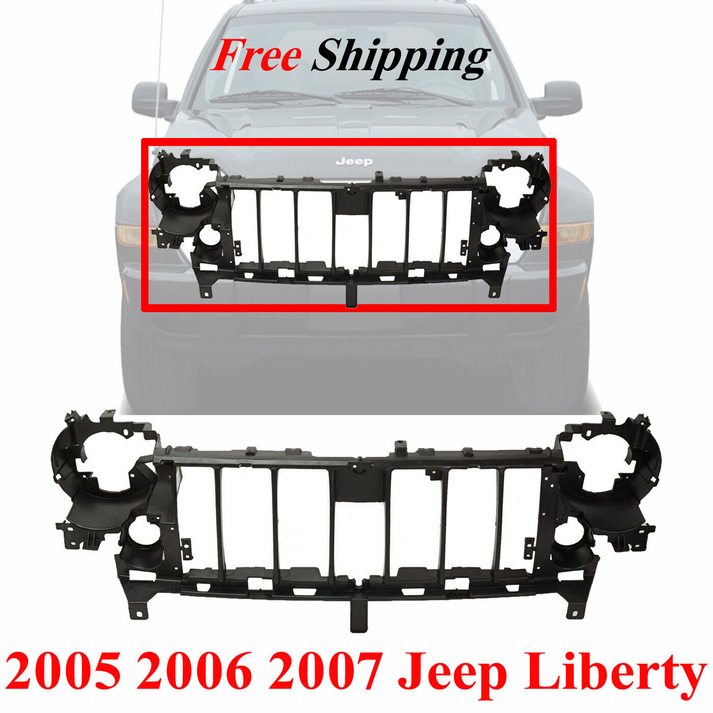 For 2005-07 Jeep Liberty Front New Header Panel  with Fog Light Holes CH1223101