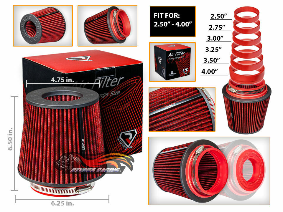 Cold Air Intake Dry Filter Universal RED For ATS/BLS/Brougham/Calais/Catera