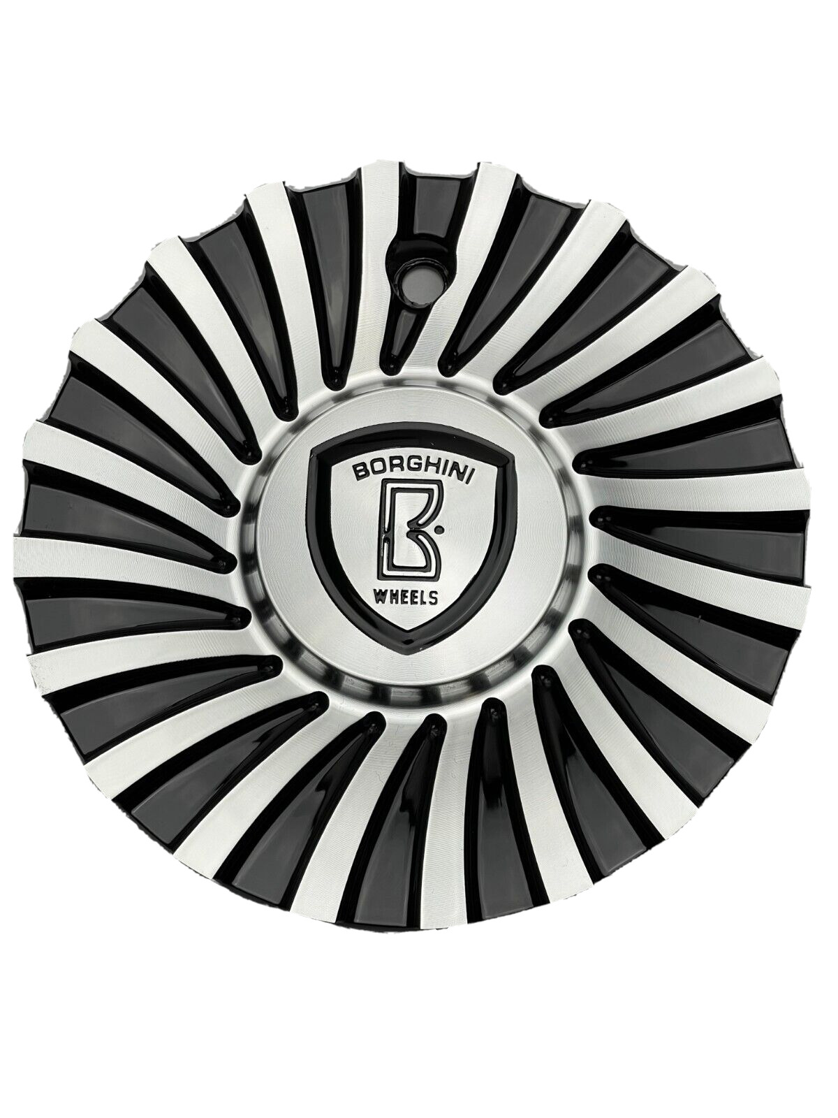 Borghini B24 Black And Machined Wheel Center Cap CSB24-2A