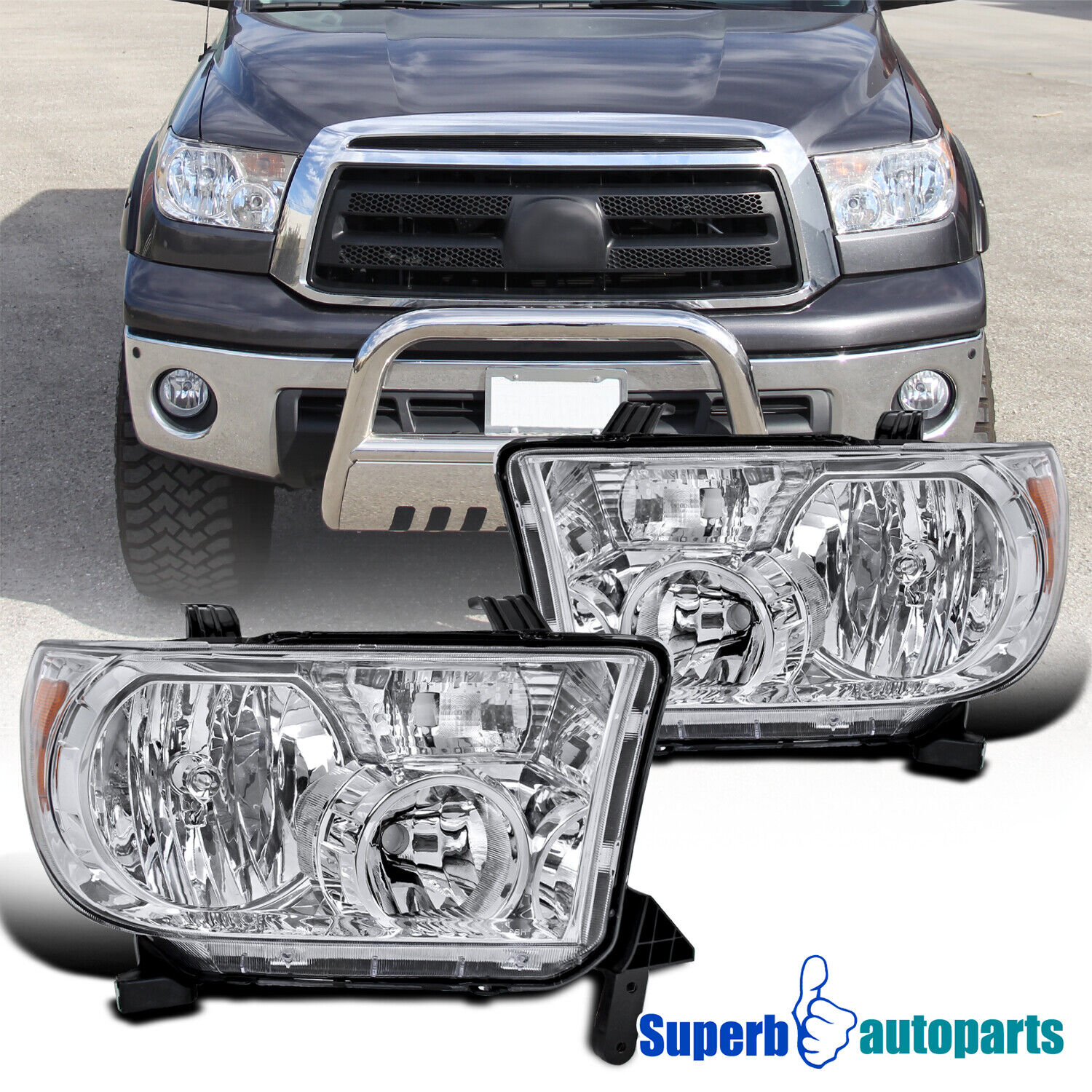 For 2007-2013 Toyota Tundra 2008-2017 Sequoia 12-14 Replacement Headlights LH+RH