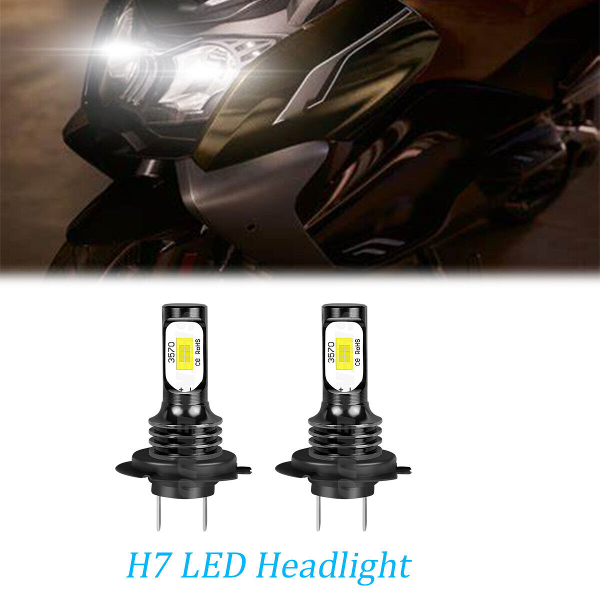 2pc H7 LED Headlight Bulbs Conversion Kit 6000K White For BMW C650GT 2013 - 2020