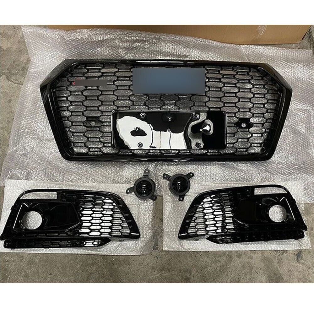 RSQ5 Front Honeycomb Mesh Grill + Fog Lamp Grilles For Audi Q5 SQ5 2018 19 2020