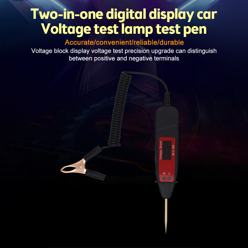 Car Electric Voltage Test Pen Probe Tools With LED Light 5-36V Digital Tester US