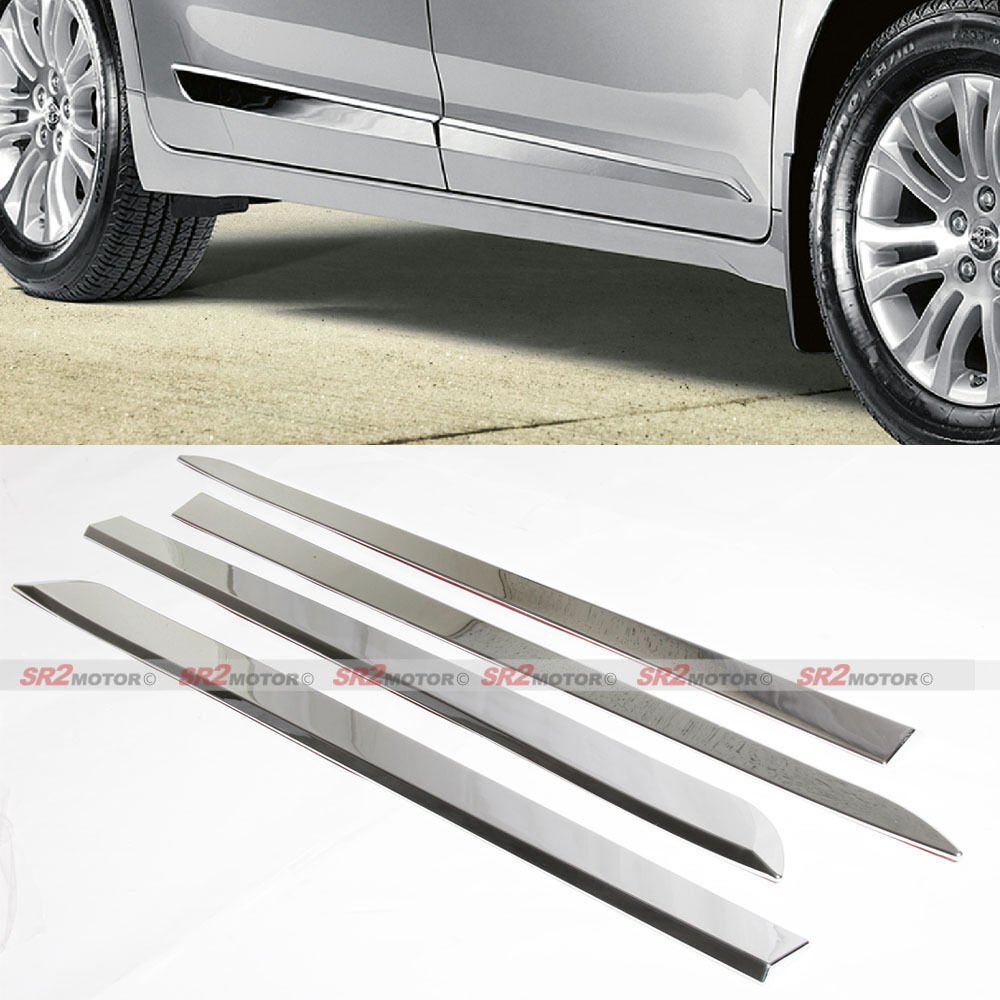 Chrome Door Side Body Lower Moldings Trim Kit fits 2011 - 2016 Toyota Sienna 