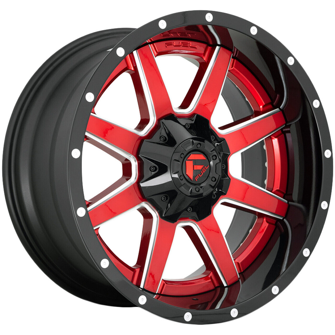 (1) 22x12  -44 Fuel D250 Maverick 8x180 Gloss Red Wheel
