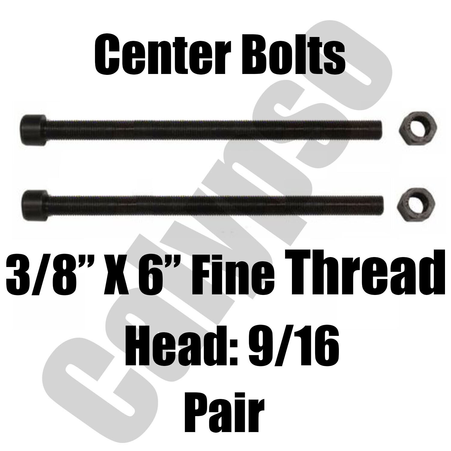 Leaf Spring Center Bolt - 3/8 x 6 (PAIR) Fine Threaded Leaf Bolts with Nuts