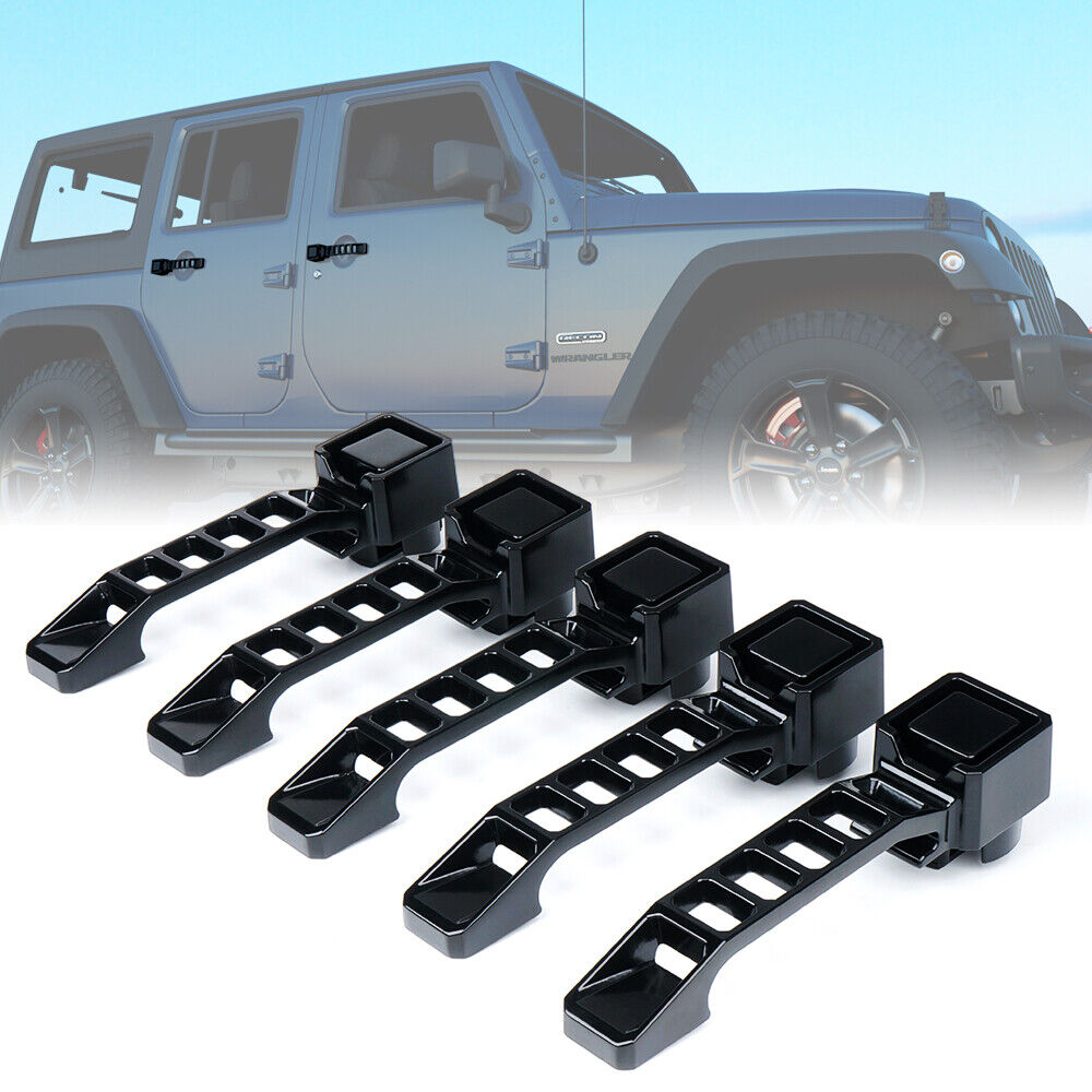 Xprite 5pcs Exterior Door Handles Kit Black Aluminum for 07-18 Jeep Wrangler JK