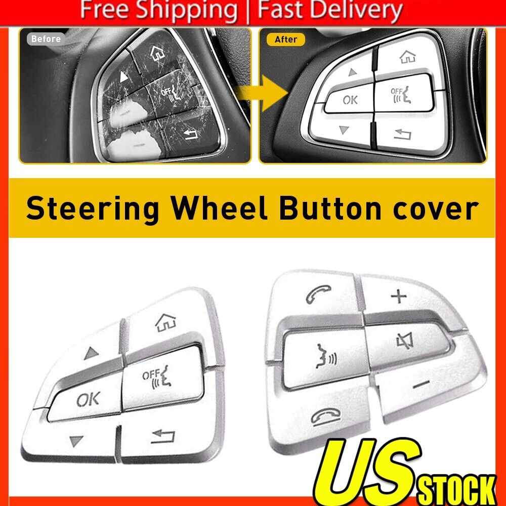 Chrome Steering Wheel Button sticker covers Fits Mercedes Benz GLC C Class W205