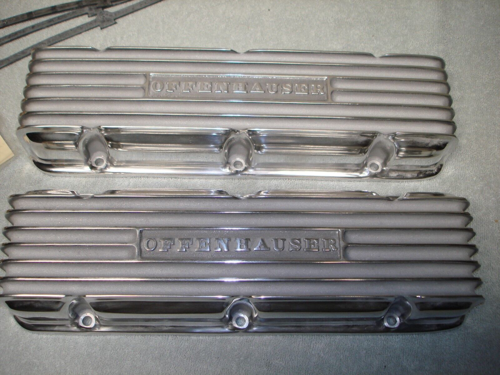 PAIR NOS Corvair Polished Aluminum 6 hole Valve Covers by Offenhouser  + gaskets