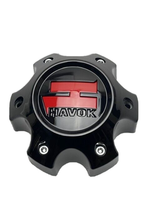Havok Gloss Black Red Logo New Style Wheel Center Cap CBH06-1P CBH06-1P-1