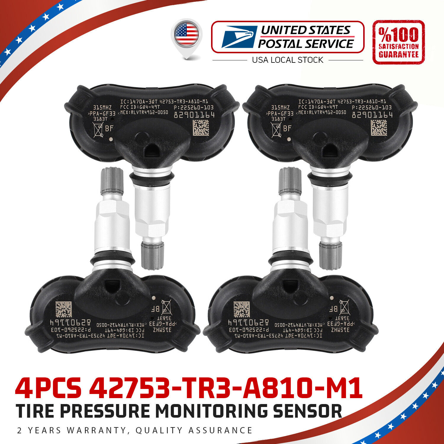 Set of 4 For HONDA ELEMENT Tire Pressure Sensor Monitor TPMS 42753-TR3-A810-M1