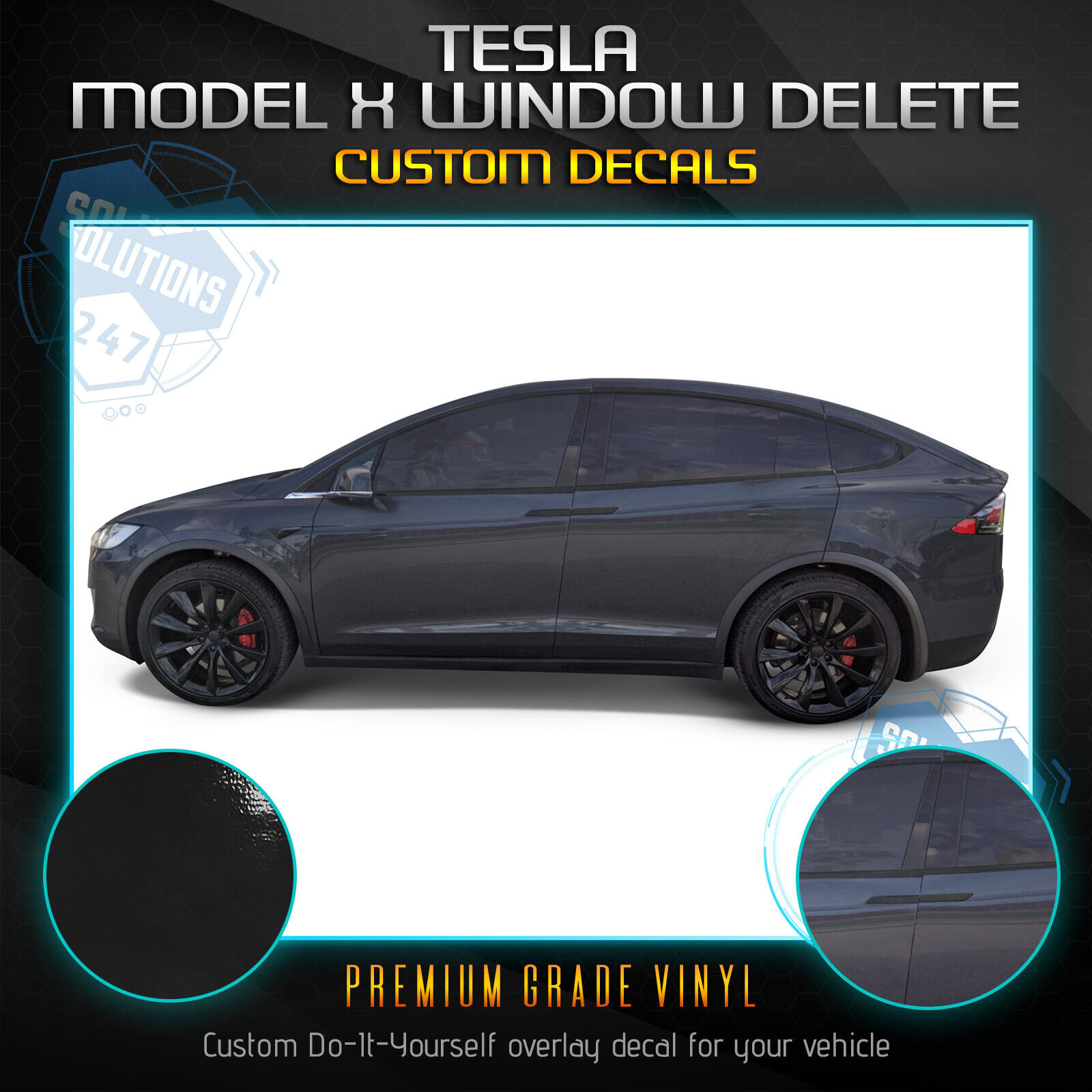 Fits 2016-2020 Tesla Model X Window Trim Chrome Delete Blackout Gloss Vinyl