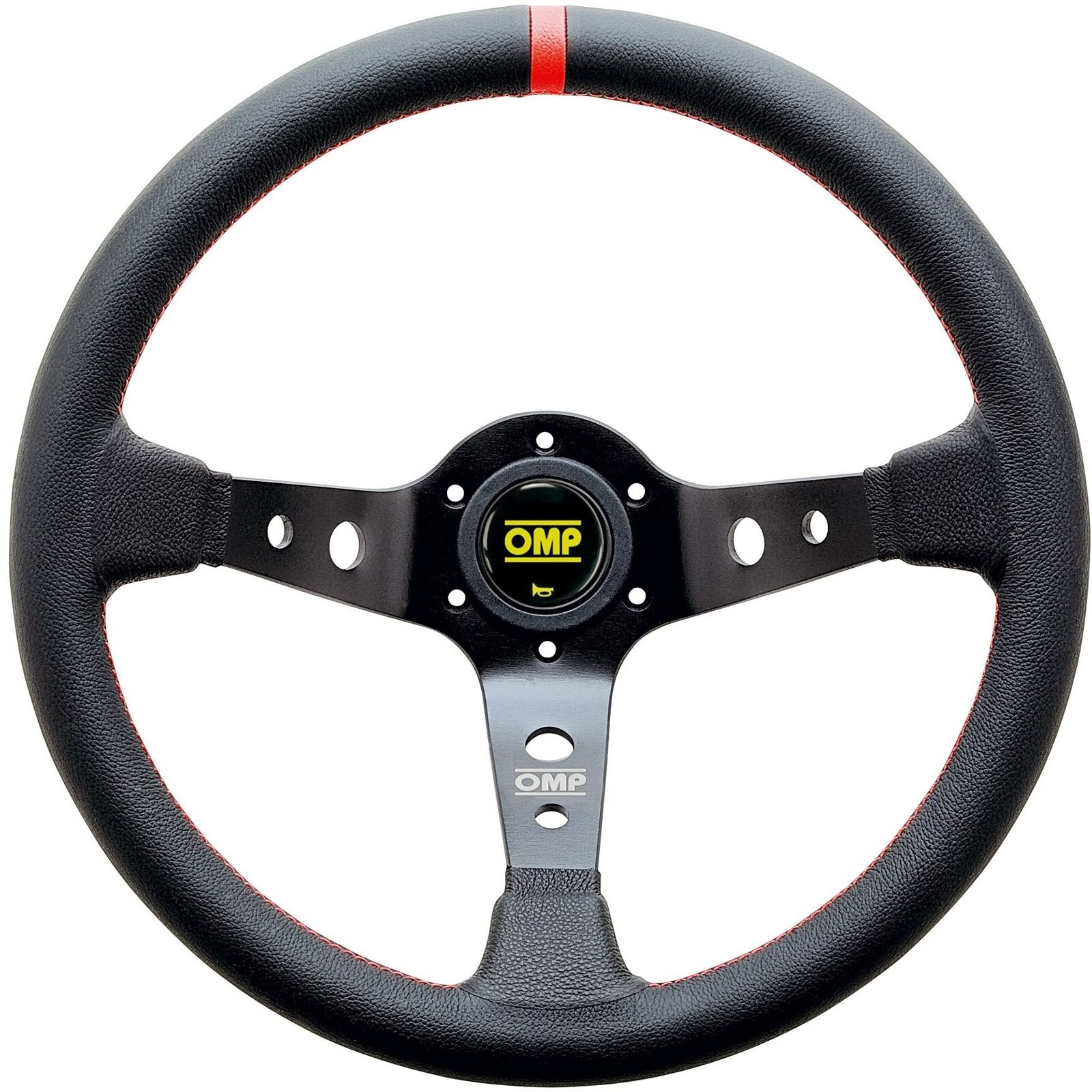 OMP Corsica Steering Wheel Black Leather/Red Sew 350mm