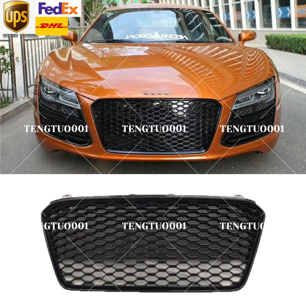 Gloss Black Mesh Front Grille Upper Grill For Audi R8 2013 2014 2015 R 8 13-15